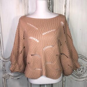 Elodie Blush Open Weave Batwing Sweater Size Medium